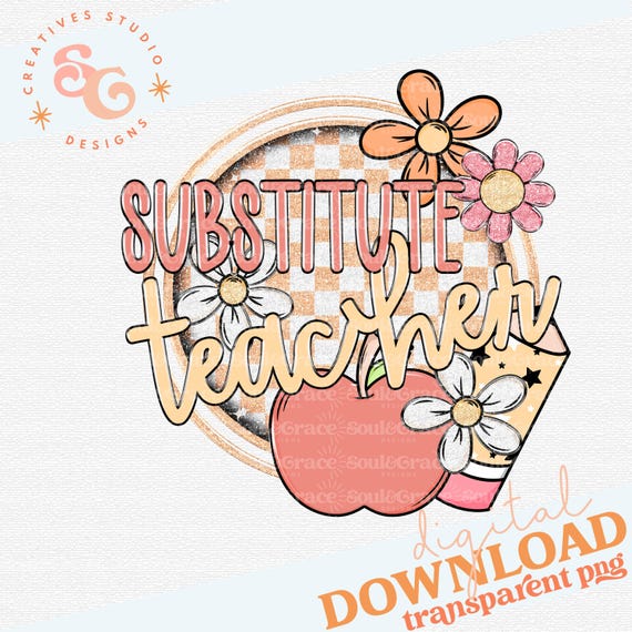 substitute teacher png designs for mouse pads, first day of school png for canvas bags, back to school boho png sublimation for clipboard