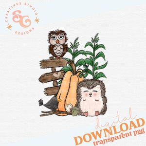 owl png for kids shirts INSTANT DOWNLOAD, woodland animals sublimation designs for mugs, hedgehog png files for fall, primitive png designs