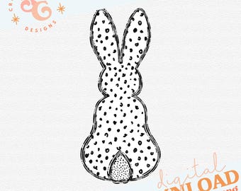 Easter bunny png designs for shirts DIGITAL DOWNLOAD, cute Easter clipart for kids, black and white Easter sublimation designs for kitchen