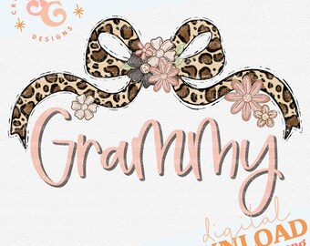 Grammy png-bestanden voor t-shirts, coquette bow png luipaardprint Moederdag sublimatieontwerpen voor magneten, Grammy to be shirtontwerpen, png