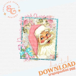 dreaming of a pink Christmas png for Christmas shirts DIGITAL DOWNLOAD, pink Santa png files for sublimation designs for hand towels, pastel