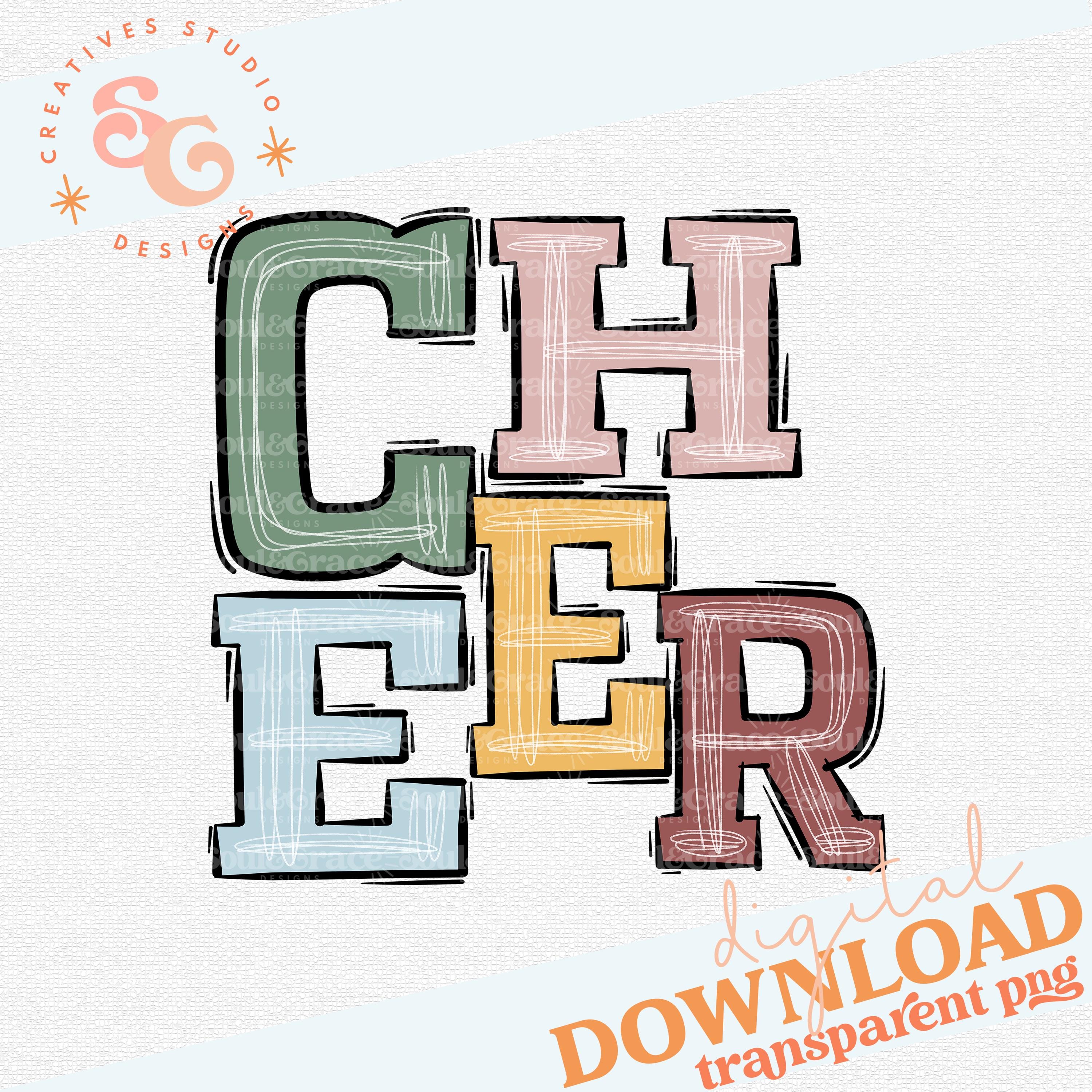 Cheer Png for Shirts Trendy Cheerleading Png Files for Spirit Buttons ...