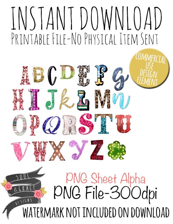 Mixed Up Alphabet INSTANT DOWNLOAD PNG Printable | Etsy