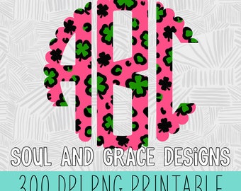 maglietta rosa shocking per il giorno di San Patrizio png per regali, alfabeto per il giorno di San Patrizio png per bicchiere da bambina, disegni a sublimazione con monogramma a trifoglio per neonati