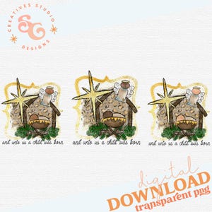 Uns ist ein Kind geboren Jesaja 9 6 christliche Png-Designs für Weihnachten DIGITAL-DOWNLOAD, Geburt von Jesus religiöses Png für Aufkleber, Hispanic