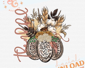 thankful png sublimation designs DOWNLOADS for tshirts, leopard pumpkin png designs for fall floral png files for pillows, Thanksgiving png