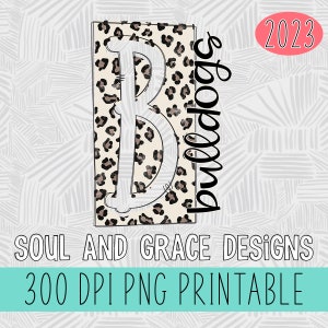Boxed Leopard B Bulldogs Digital Design, INSTANT DOWNLOAD, PNG Printable, Sublimation Design