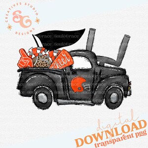Football Team Spirit Truck oranje, INSTANT DOWNLOAD, png, klaar om af te drukken en te snijden sticker