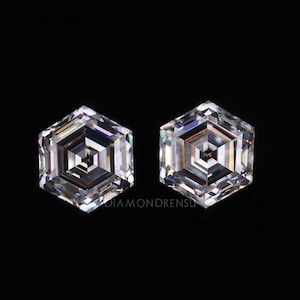0.50 to 4.0 TW Hexagon Cut Moissanite, Step Cut Loose Moissanite, Best Pair Moissanite for Earrings, Anniversary/Birthday Gift, Diamondrensu