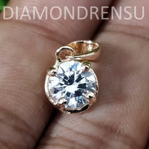 1.0 CT Round Brilliant Cut Colorless Moissanite Pendant, Wedding Pendant, Charm Pendant in 10k/14k/18k Rose Gold, Anniversary Gifts, Bridal