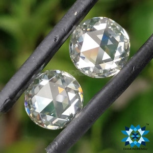 4.95 TCW Round Rose Cut Near Colorless Loose Moissanite, Old Flat Cut Vintage Moissanite for Earrings, Pendant and Customized Jewelry