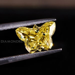 Antique 2.09 Butterfly Cut Canary Yellow Moissanite, Fancy Shape Moissanite, Loose Moissanite for Custom Engagement Ring, Pendant or Earring