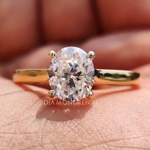 Oval Engagement Ring for Women, Oval Cut Moissanite Solitaire Ring, Wedding Ring, Cathedral Setting, Anniversary Gift, Promise Ring for Her