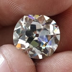 OEC Antique Cut Uneven Cushion Off White Yellow Color Loose Moissanite, 6.24 CT Cushion Engagement Ring, Vintage Wedding Ring, Bridal Set
