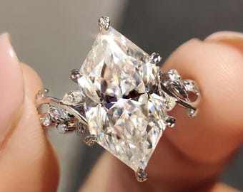 Nature Inspired Engagement Ring in Dutch Marquise Cut, Leaves and Petal Design, Handcrafted Wedding Ring for Her, Anniversary Gift Ring