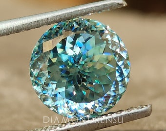 Antique 2.09 CT Portuguese Cut Cyan Blue Loose Moissanite for Engagement Ring, Wedding Ring, Unique Color Moissanite for Diamond Alternative