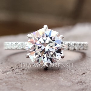 2.05 TCW Octagon Cut Amazing Pave Set Moissanite Engagement Ring, Moissanite Engagement Ring for Her, Handmade Moissanite Engagement Ring