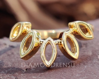 14k リング８号 Zoë Chicco 14k Gold Half Round Ring with 8 Star Set Diamonds