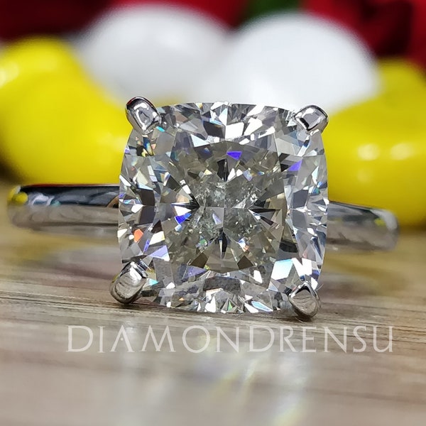 Anello di fidanzamento con diamante solitario a taglio brillante da 2,0 Ct solido 14k - Oro 18k, fede nuziale con moissanite