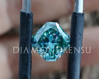 1.46 CT Square Radiant Aqua Green Moissanite | Loose Moissanite For Pendant, Engagement Ring, Anniversary Gift | Customized Or Personalized