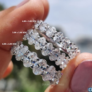 Oval Moissanite Band, Moissanite Wedding Band For Women, 4.0 - 6.0 MM Oval Moissanite Half Eternity Band, Anniversary Gift Ring, Bridal Ring