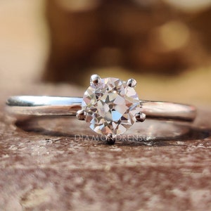 Old European Cut Moissanite Ring, Solitaire Engagement Ring for Women, Wedding Ring, Promise Ring for Her, Old Mine Cut Moissanite