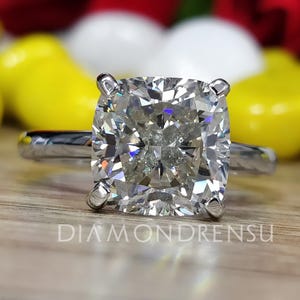 2 Carat Cushion Moissanite Solitaire Engagement Ring for Women, Moissanite Wedding Ring for Her, Anniversary Gift Ring, Handmade Ring