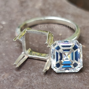 Semi Mount, Double Claw Prong Setting Solitaire Ring Semi Mount, 10k/14k/18k Solid White/Yellow/Rose Gold Setting, Customized, Square Shape