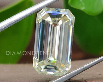 6.33 CT Emerald Cut Light Yellow Loose Moissanite Diamond, Emerald Step Cut Moissanite Perfect for Engagement Ring, Pendant and Wedding Ring