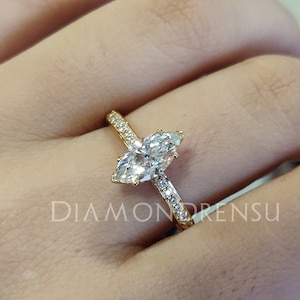 1.25 CT Marquise Engagement Ring | Marquise Colorless Moissanite Ring | Wedding Ring | Solid Yellow Gold Ring | Anniversary Ring | 6 Prongs