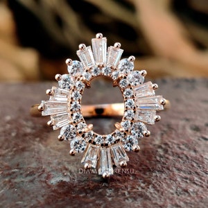 Snowflake Semi Mount Moissanite Engagement Ring, Halo Wedding Ring, Set your Diamond, Custom Moissanite Ring for Women, Promise Ring for Her