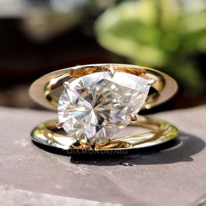 2.80 ct Pear Cut Solitaire Engagement Ring in Solid Gold, Moissanite Wedding Ring for Women, Promise Ring for Her, Anniversary Gift for Her