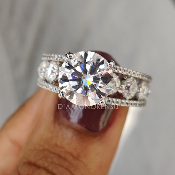 ROUGEMONT Silberring Extravaganter Moissanit Eternity Doppel-Ring 925 Silber Damen Ring, Echtschmuck