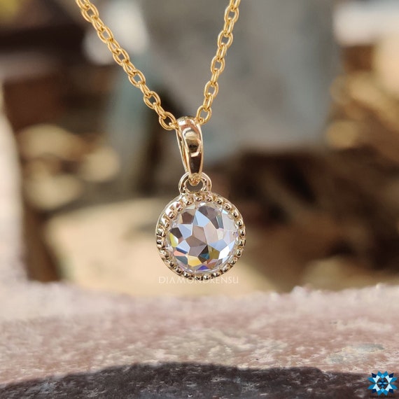 Antique Rose Cut Pendant 1.07 CT Round 