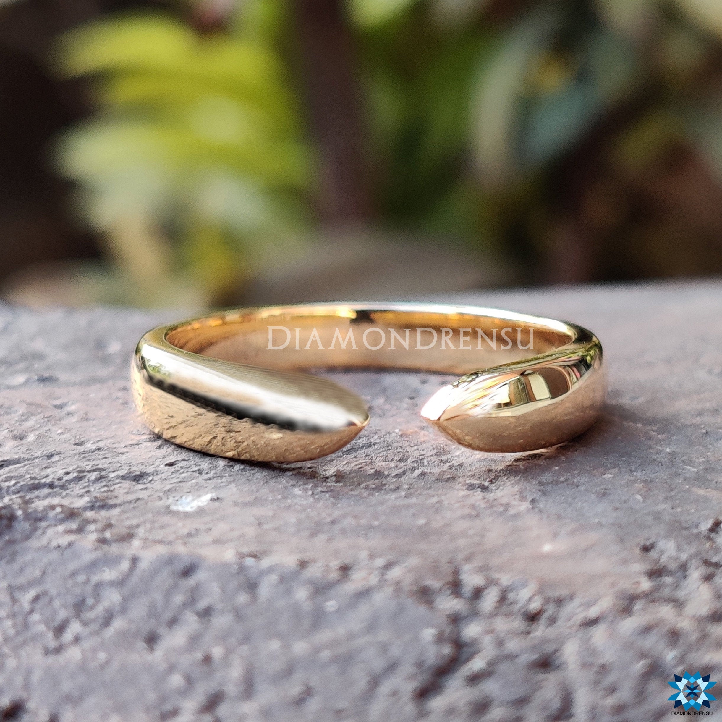 Solid Yellow Gold Open Gap Band for Engagement Ring, Tapered Comfort Fit Band for Women, Promise Ring for Her, Handmade Ring by Diamondrensu