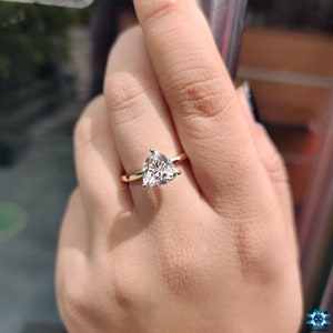 2.03 CT Trillion Cut Moissanite Engagement Ring, Comfort Fit Solitaire Ring, Wedding Ring, Anniversary Ring, Bridal Ring, Yellow Gold Ring image 10