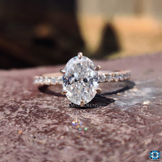 2.15 TW Oval Crushed Ice Colorless Moissanite Ring Hidden Halo Pave Engagement Ring Six Prongs Oval Cut Ring Wedding Ring Ring for Gift Etsy Ireland