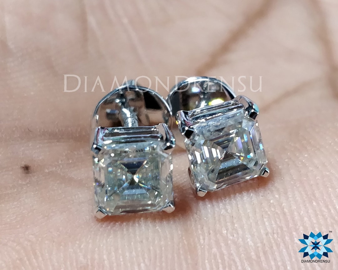 【HYERES LOR】25SS★ Silver (W) Moissanite 1Touch Earrings Amazon.com: Impalsory Moissanite Stud Earrings, 1ct 5.0mm