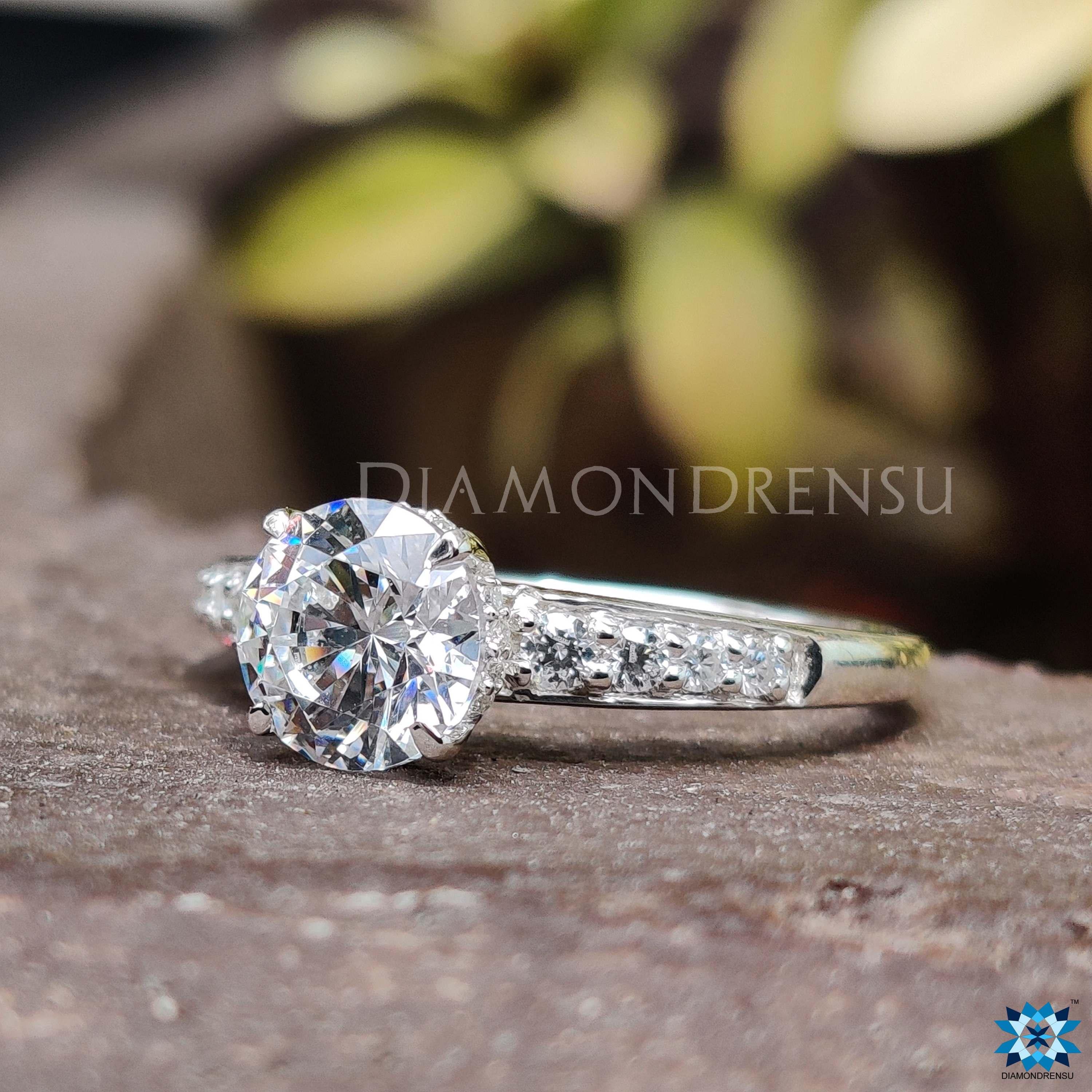 Emma 3 Stone Tapered Moissanite Engagement Ring W/ Pears 