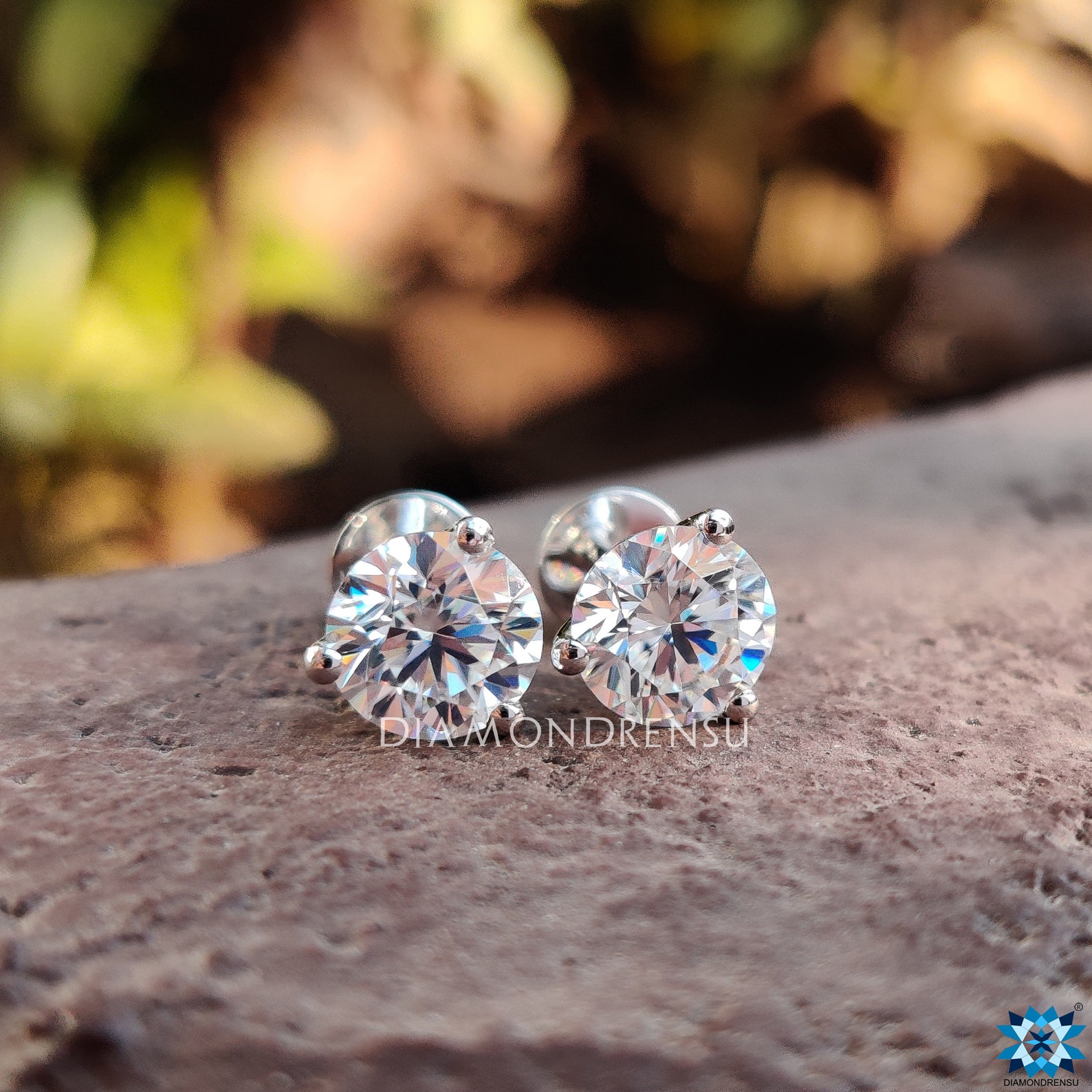 Classic Three Prong Martini Style Earrings 7.00 MM Round Etsy