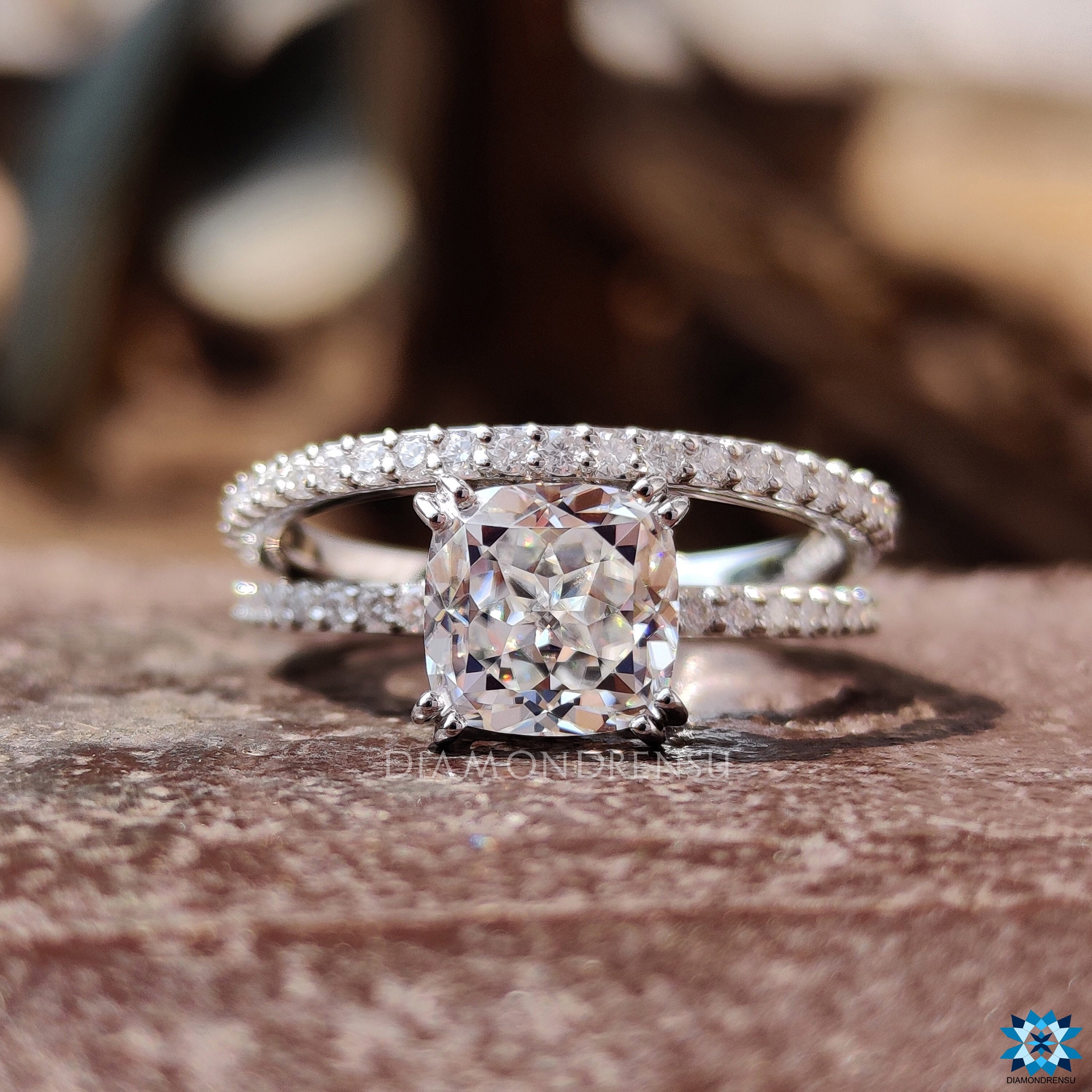 Rose Gold Half Eternity Colorless Moissanite Diamond Engagement BandWedding For HerAnniversary Gift for herWedding ring set 14k gold