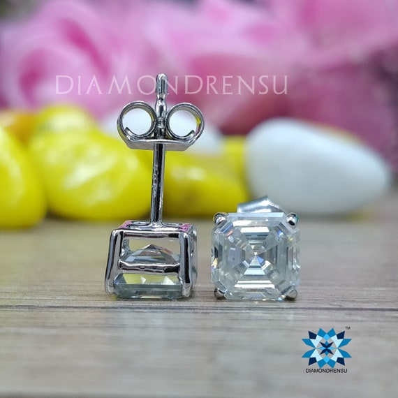 Asscher cut moissanite earrings deals