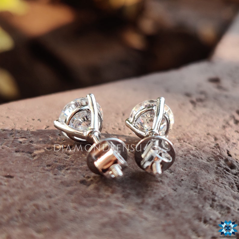 Classic Three Prong Martini Style Earrings 7.00 MM Round Etsy