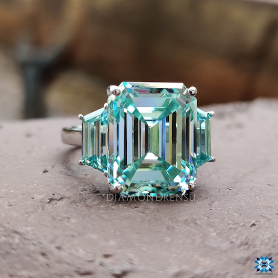 3.41 Ct White Emerald Cut Moissanite Men's Engagement Ring 925 Sterling Silver 3.41 Ct White Emerald Cut Moissanite Men's Engagement Ring 925 Sterling Silver