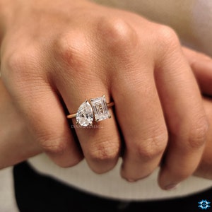 two stone moissanite ring