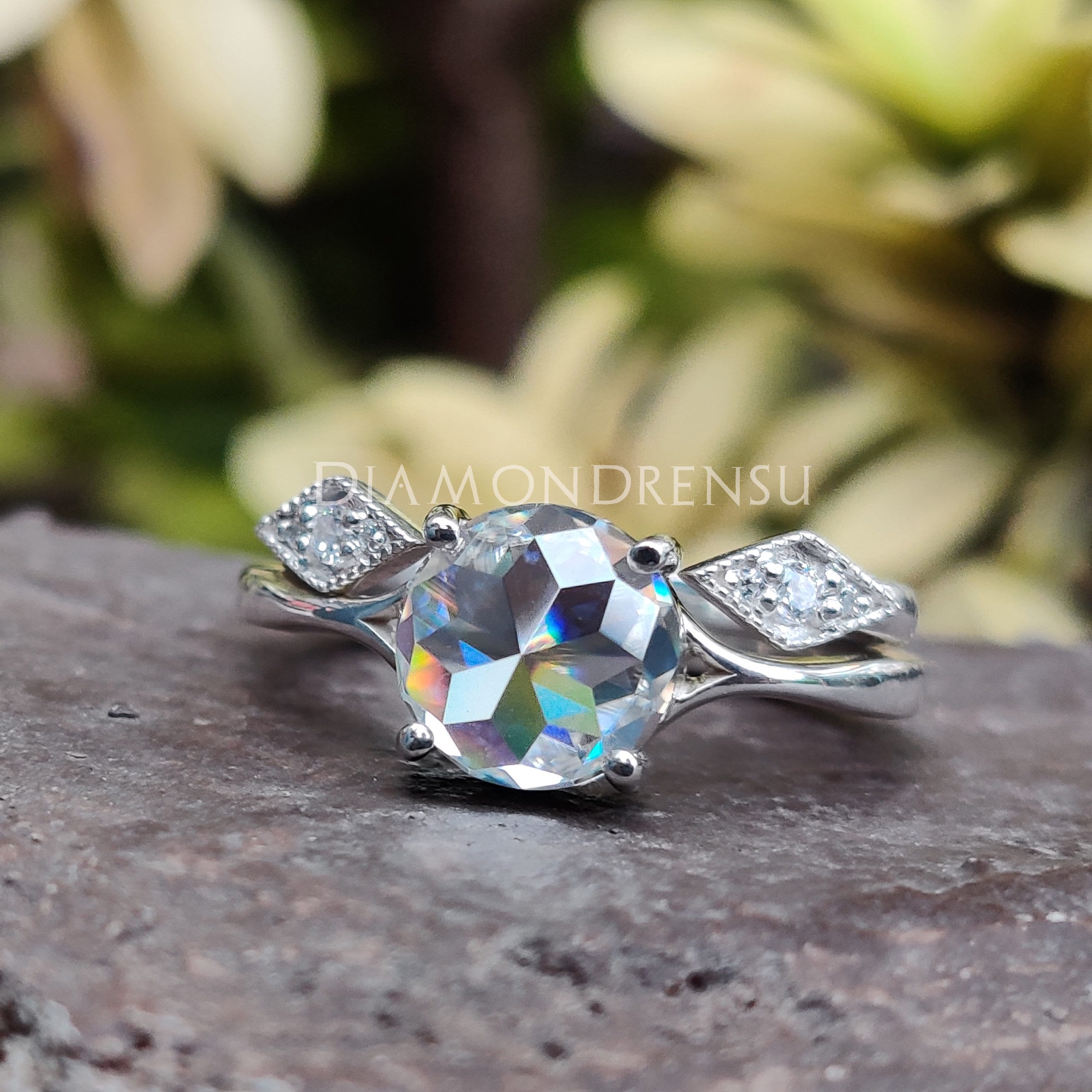 Classic Split Shank Bridal Set 2.29 CT Round Rose Cut - Etsy Ireland