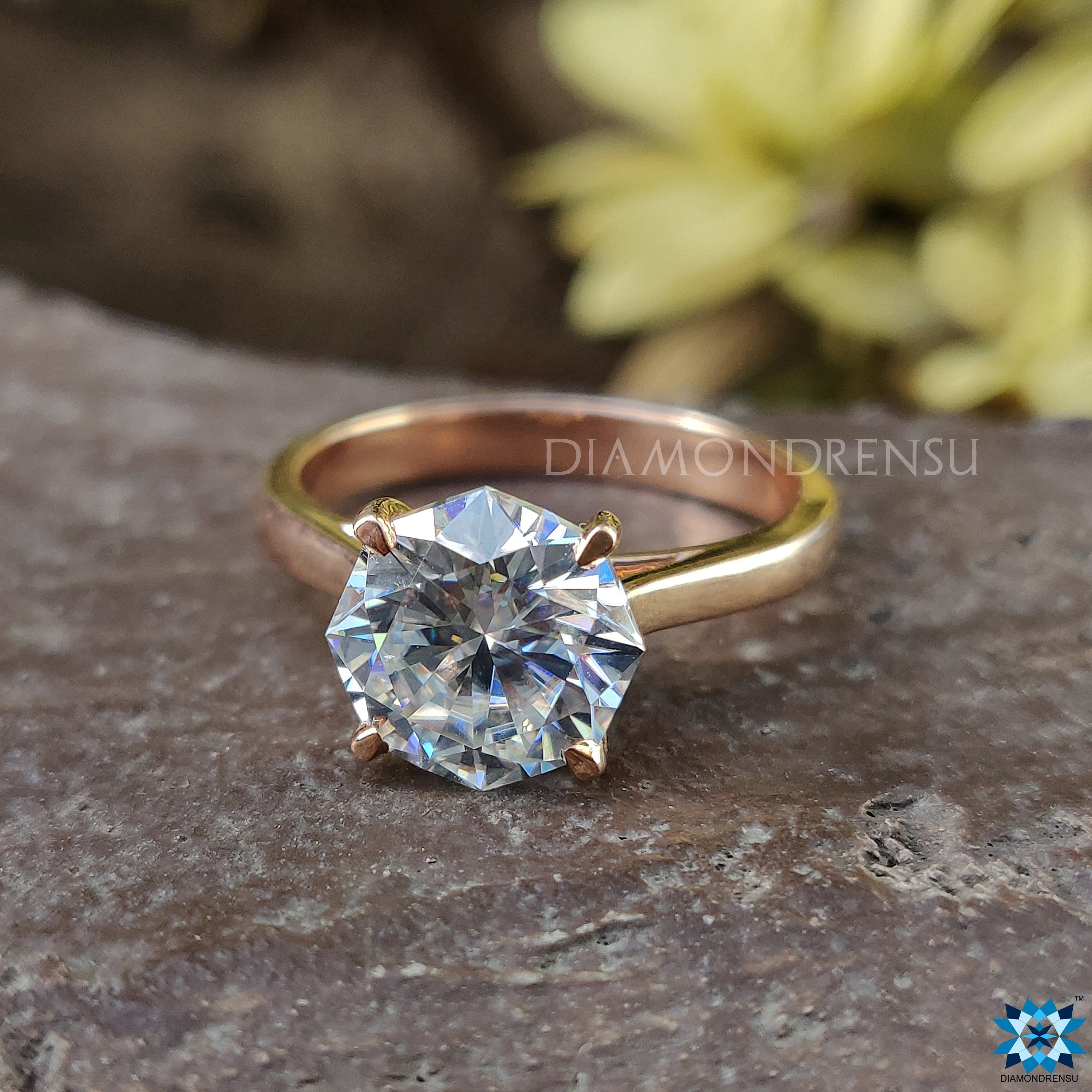 Octagon Solitaire Ring With Hidden Infinity