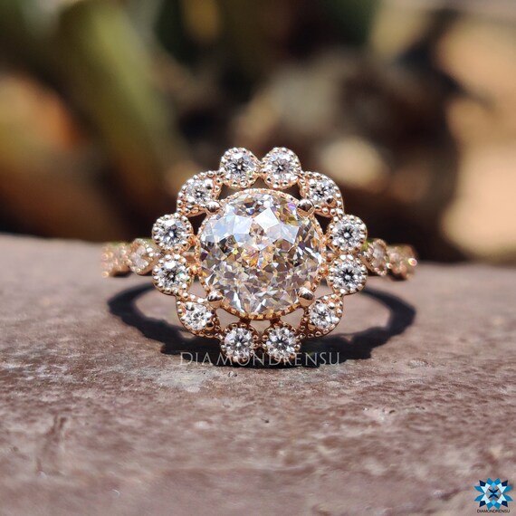 Antique 1.49 CT Jubilee Cut JK Color Moissanite Ring Vintage Style Engagement Ring Wedding Ring Handmade Jewelry Propose Ring Gift Ring