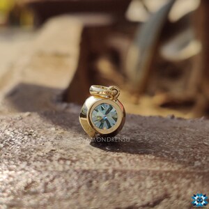 Moissanite pendant with Old european cut with rich cyan blue color