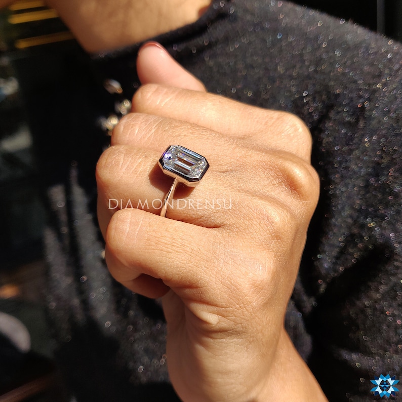 Light gray moissanite sparkles beautifully in natural light.